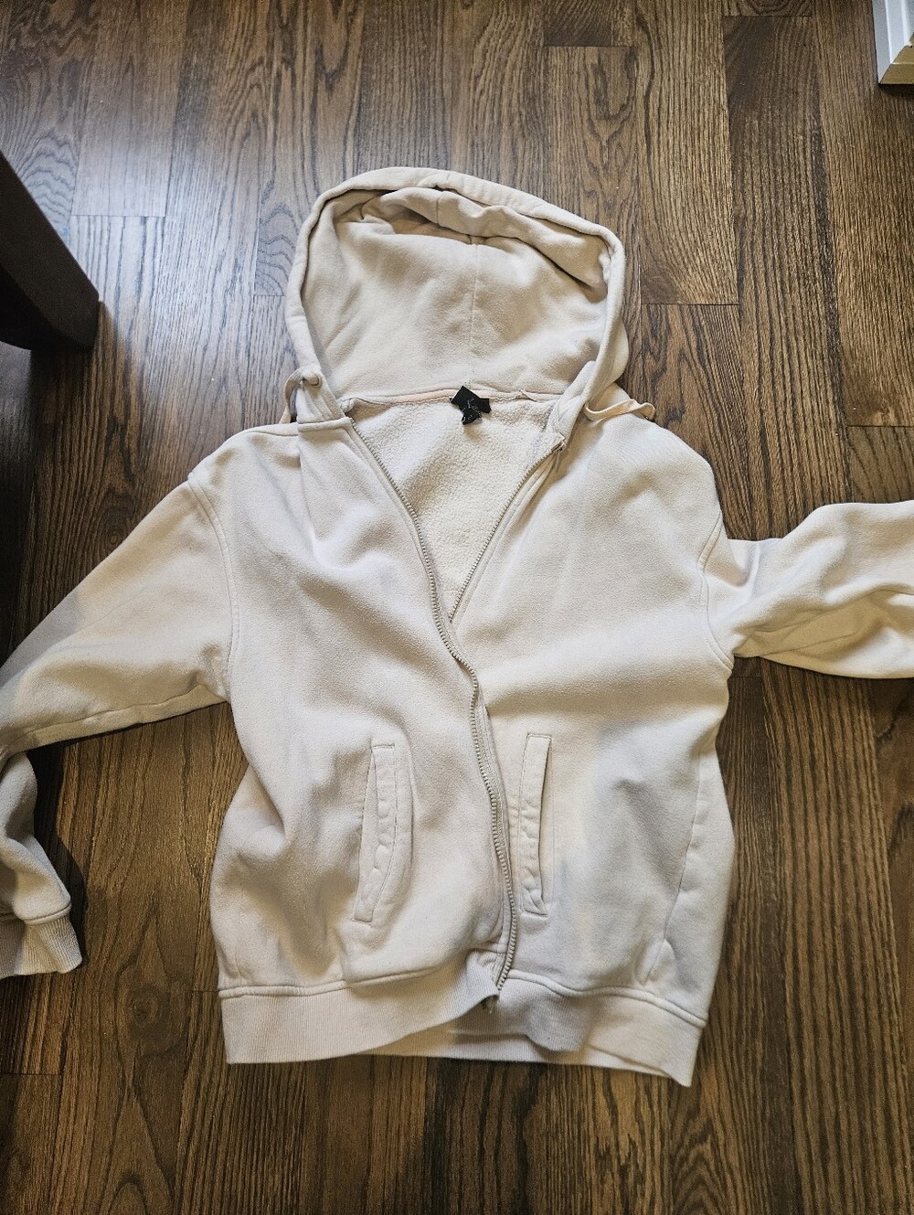 Cream Zip-Up Hooded Sweatshirt